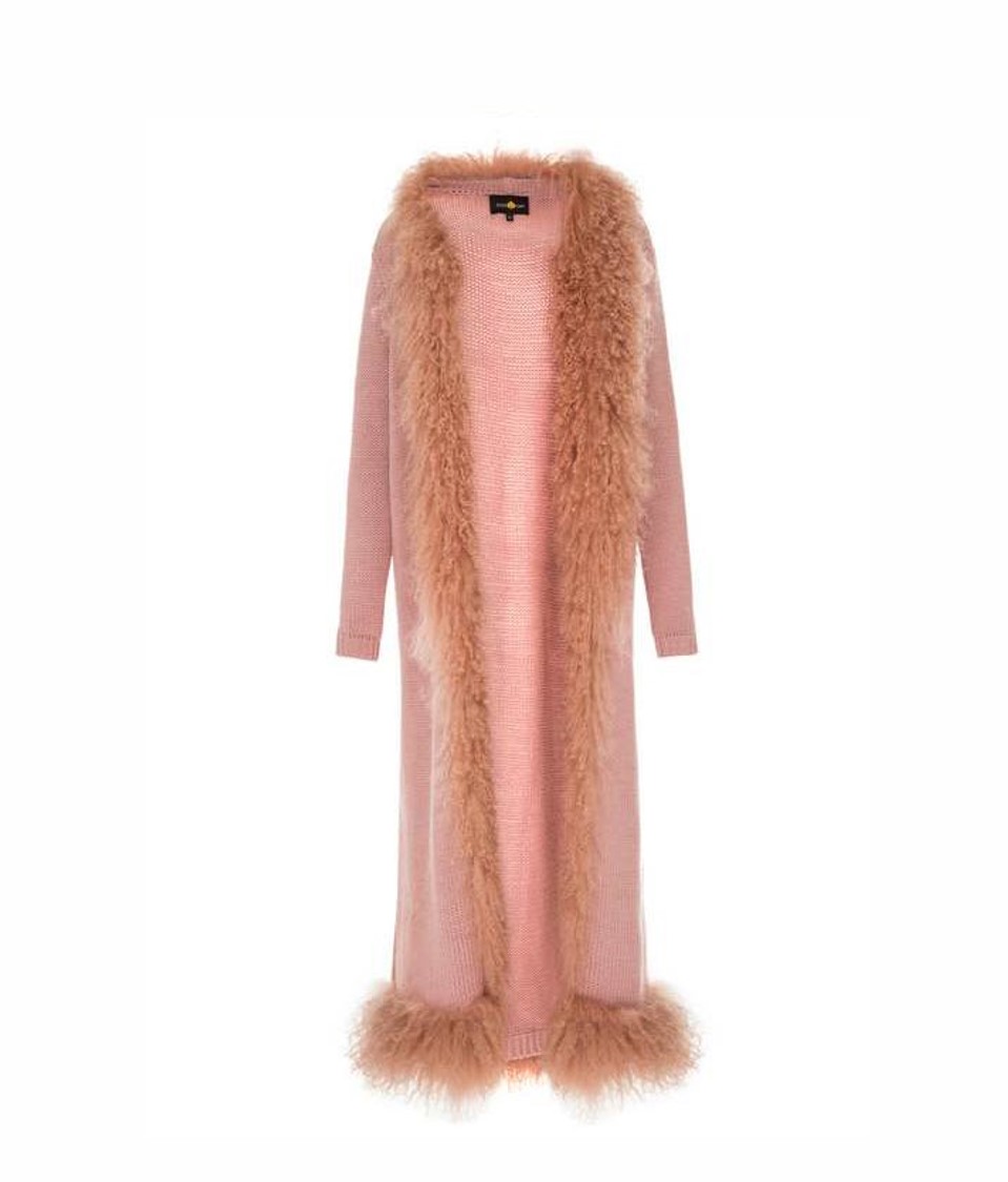 Pink cardigan with lama fur decor - Blood & Honey