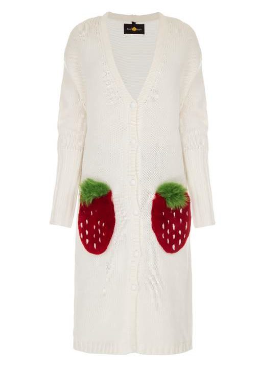 Strawberry long white cardigan