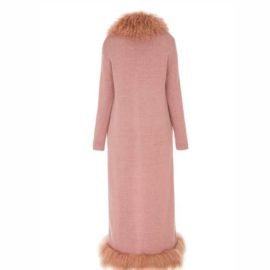 Pink cardigan with lama fur decor