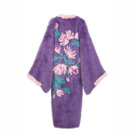 Lavender fur kimono “Flowers”