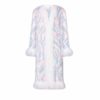 Knitted rex fur coat with white ornament