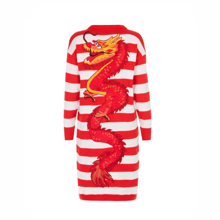 “Dragon” stripped red cardigan