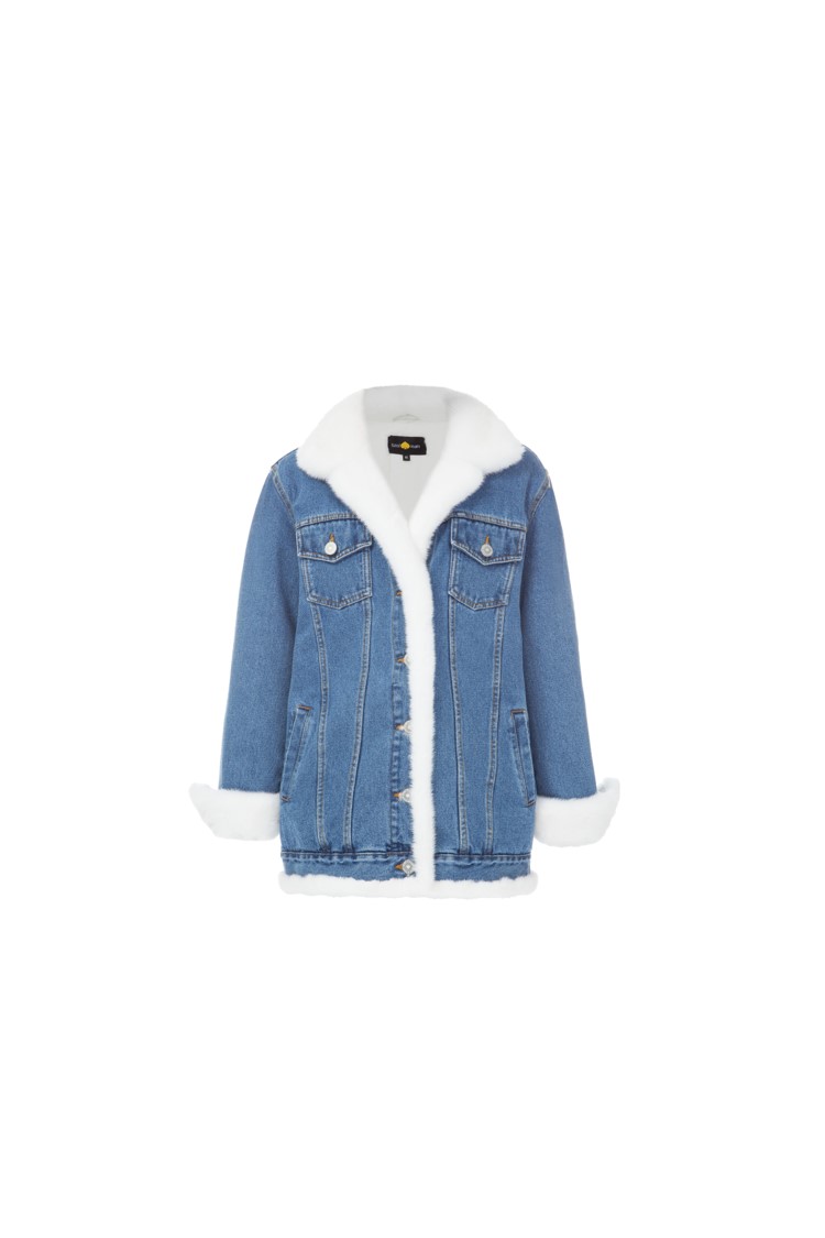 jean jacket with white fur