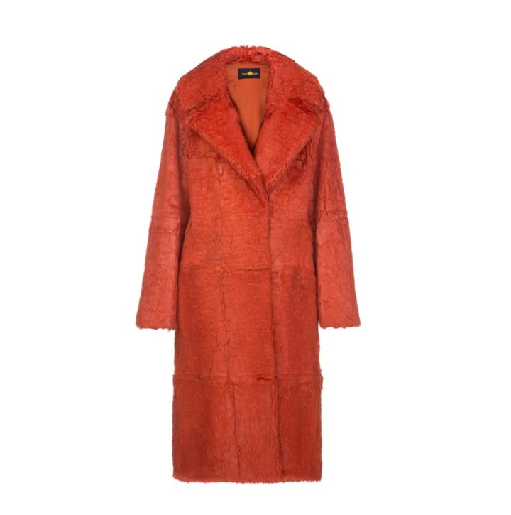 Orange rabbit fur coat