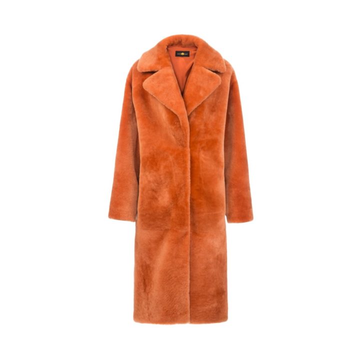 Orange mouton fur coat
