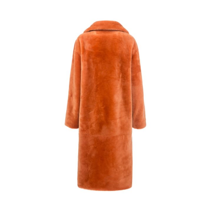Orange mouton fur coat