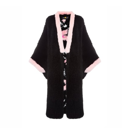 Black fur kimono “Sakura”