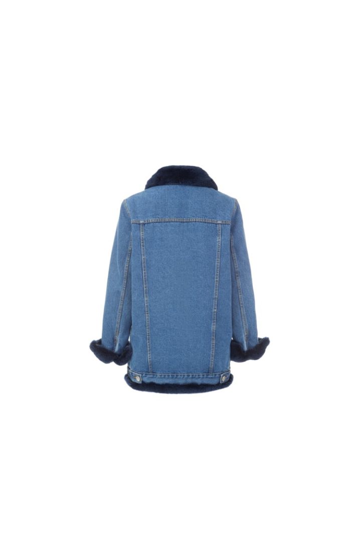 Blue fur denim jacket