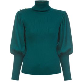 Volume sleeves emerald sweater