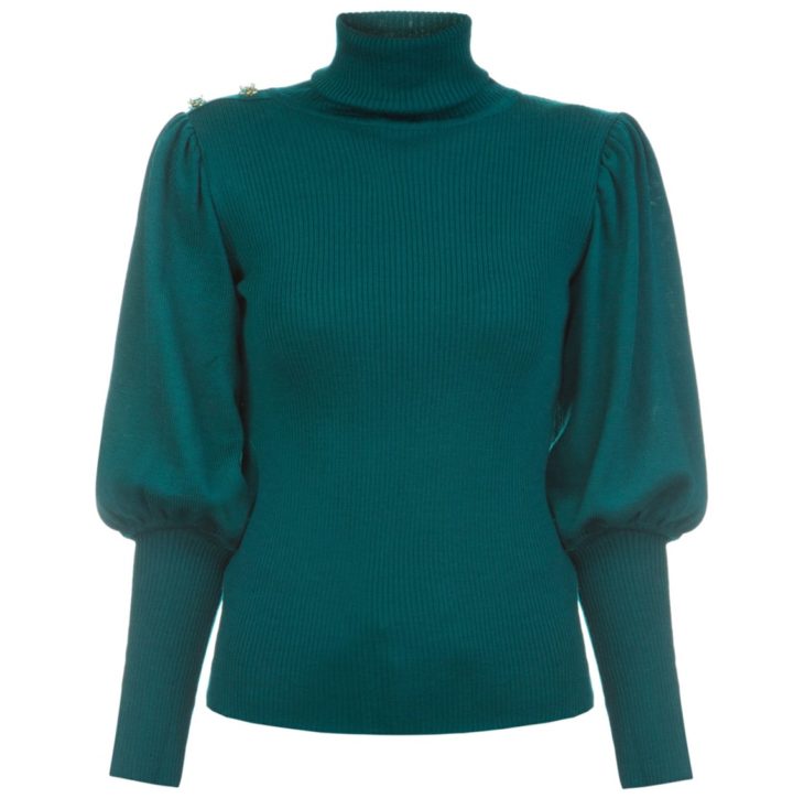 Volume sleeves emerald sweater