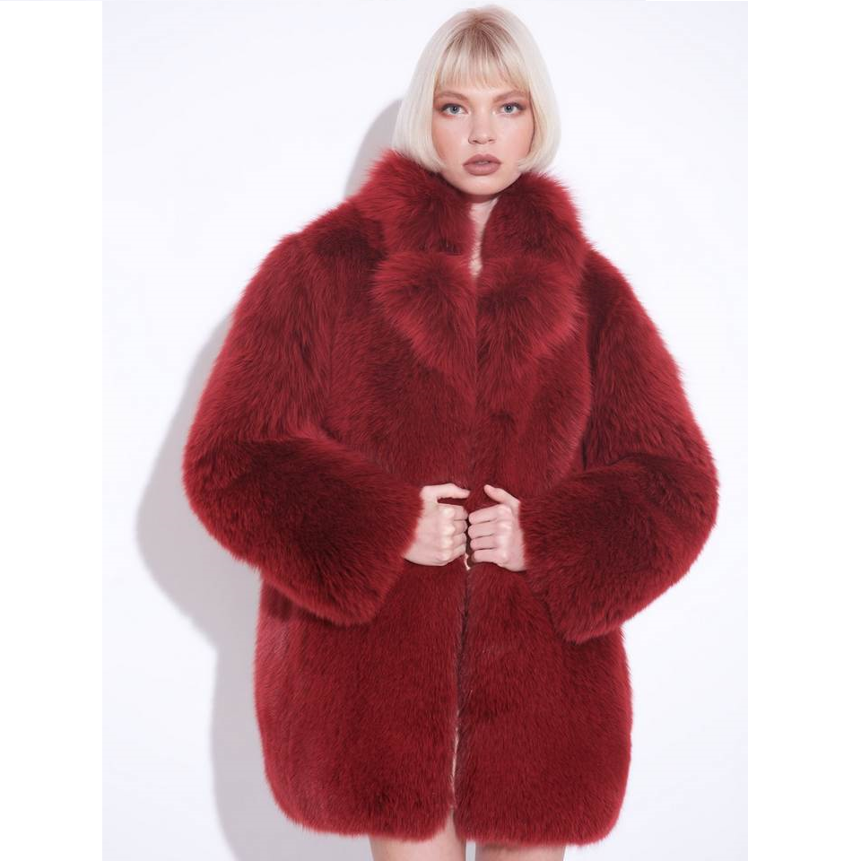 Cherry red fur coats