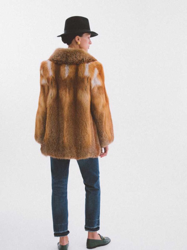 Upcycled Vintage Gold Fox Fur Coat